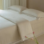 Bedding Set Fine Cotton Satin Ajour Trim Hotel Closure
