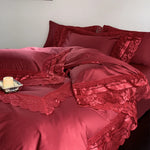 Bedding Set Fine Cotton Satin Lace & Jacquard Trim