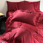 Bedding Set Fine Cotton Satin Lace & Jacquard Trim