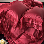 Bedding Set Fine Cotton Satin Lace & Jacquard Trim