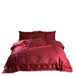 Bedding Set Fine Cotton Satin Lace & Jacquard Trim