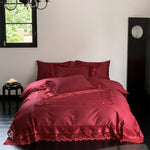 Bedding Set Fine Cotton Satin Lace & Jacquard Trim