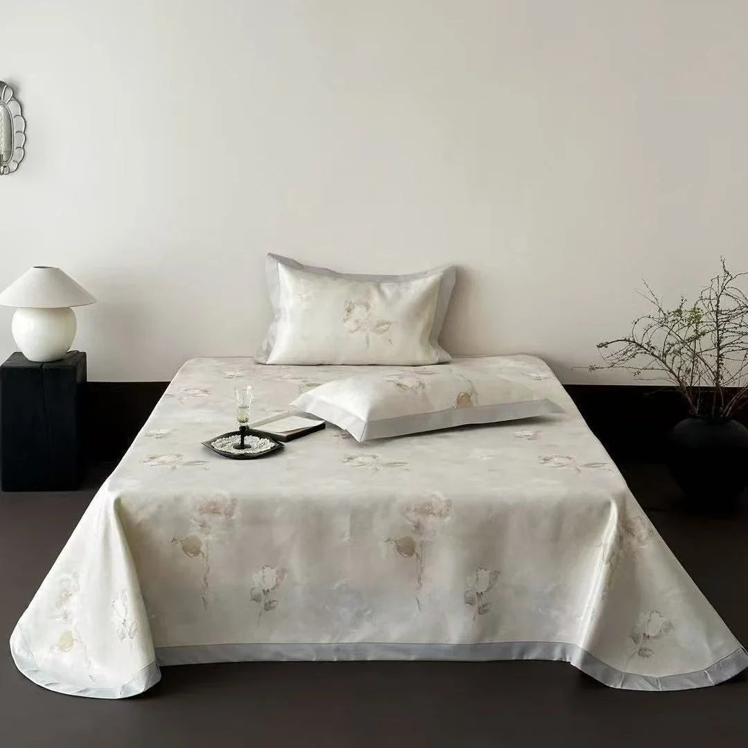 Bedding Set Fine Cotton Satin Toile-de-Jouy Print
