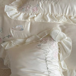 Bedding Set Fine Satin 3D Rose Appliqués 4-Piece Set