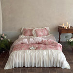 Bedding Set Fine Satin Floral Watercolor 4-Piece