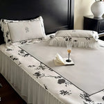 Bedding Set Floral Center Panel With Attached Bed Skirt