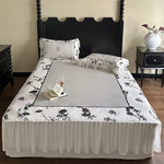 Bedding Set Floral Center Panel With Attached Bed Skirt