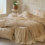 Bedding Set Gathered Ruffle Cotton Blend Machine Washable