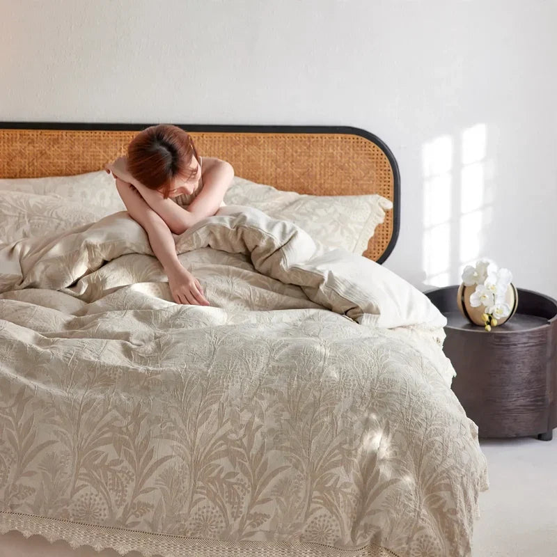 Bedding Set Jacquard Linen Breathable & Antibacterial