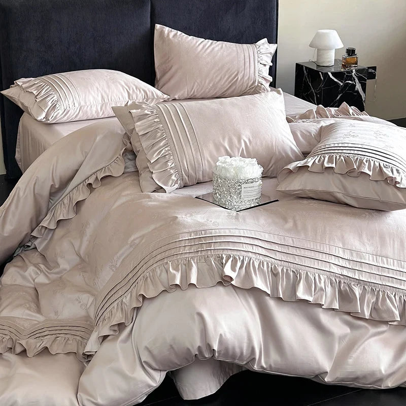 Bedding Set Jacquard Texture Satin-Look 4-Piece