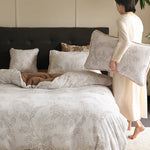 Bedding Set Leaf Relief Jacquard Lightly Quilted Reversible