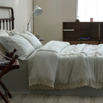 Bedding Set Linen-Cotton Blend Breathable Integrated Bed Skirt