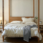 Bedding Set Linen Cotton Blend Ruffled Edge Throw Included