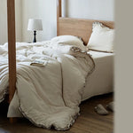 Bedding Set Linen Cotton Blend Ruffled Edge Throw Included