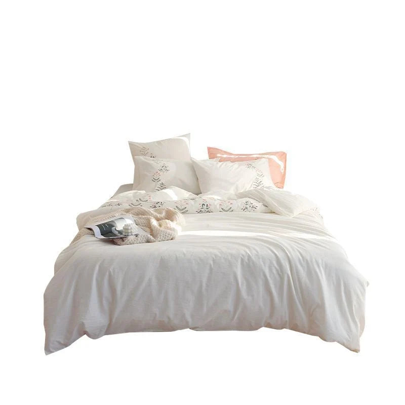 Bedding Set Long-Staple Cotton Enzyme-Washed Embroidered 4-Piece
