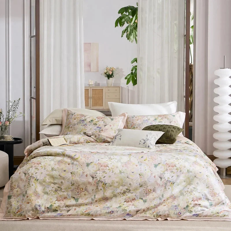 Bedding Set Long-Staple Cotton French Floral Set of 4