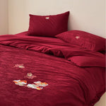 Bedding Set Mako Cotton Satin Reversible Floral Jacquard Set of 4