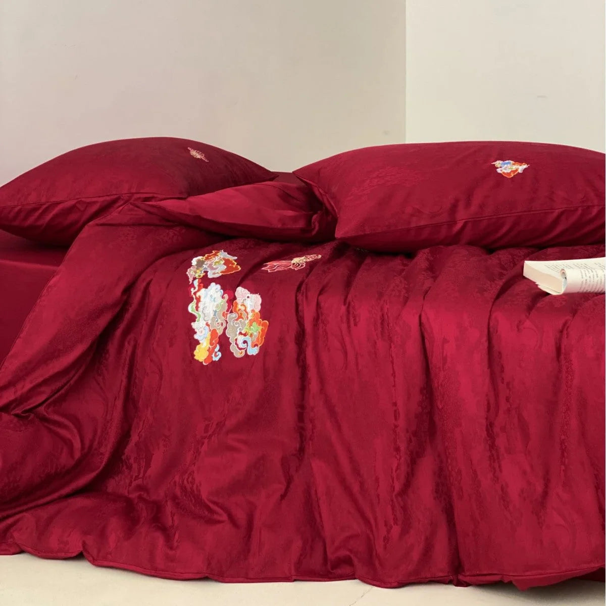 Bedding Set Mako Cotton Satin Reversible Floral Jacquard Set of 4