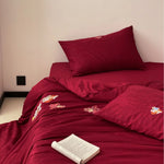 Bedding Set Mako Cotton Satin Reversible Floral Jacquard Set of 4