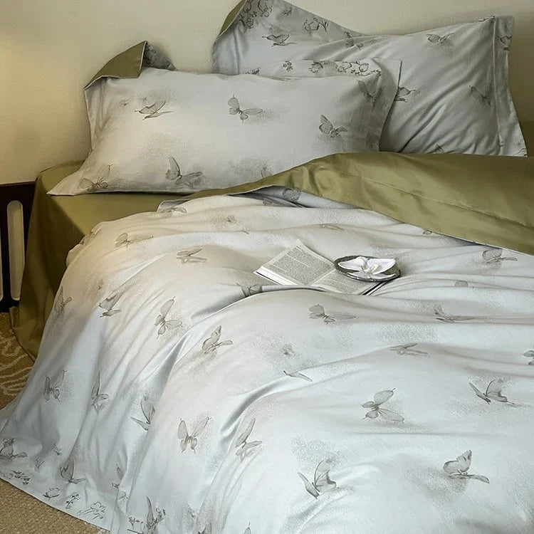 Bedding Set Mako Satin Cotton Butterfly Jacquard 4-Piece