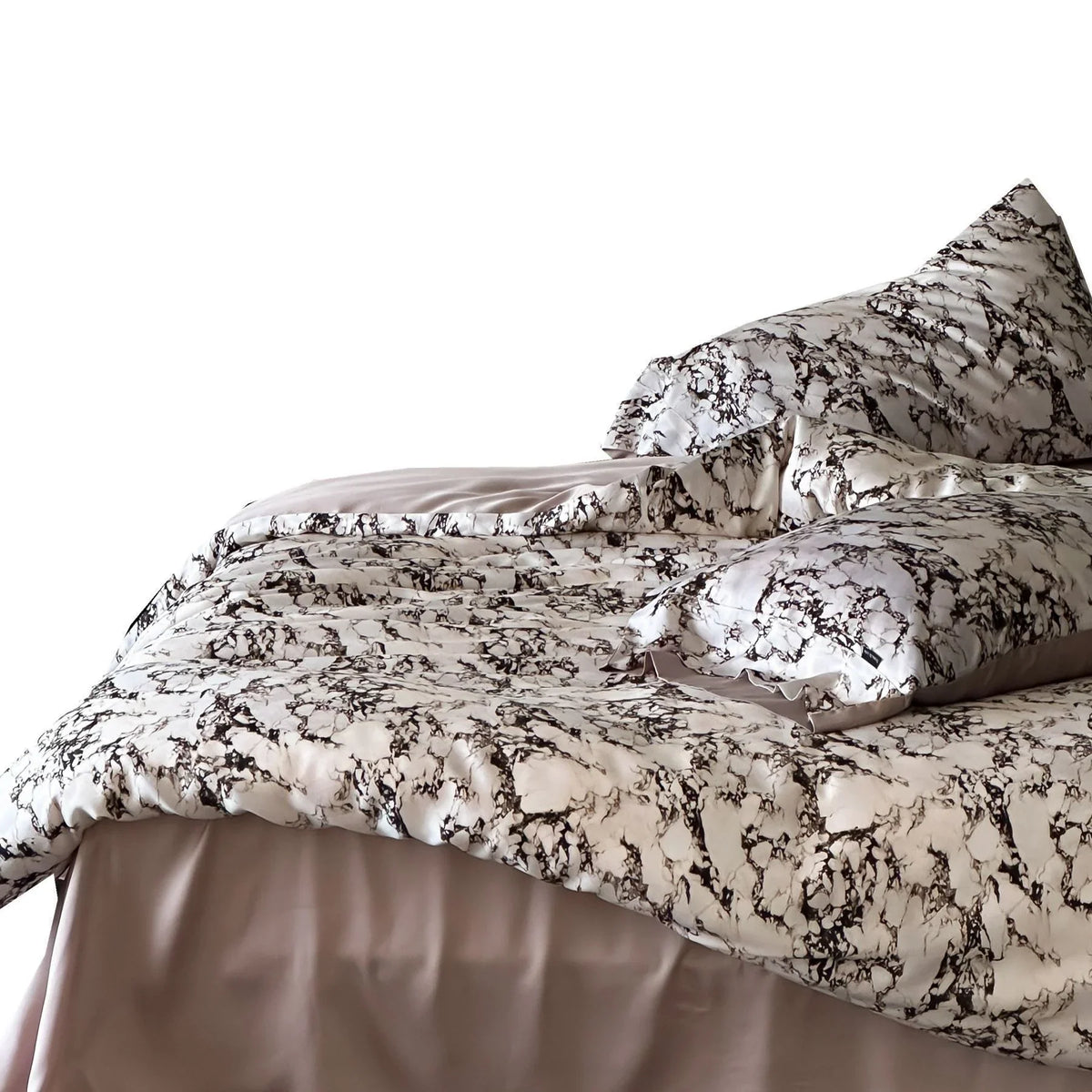 Bedding Set Marble Print Cotton Satin Breathable Hotel Closure
