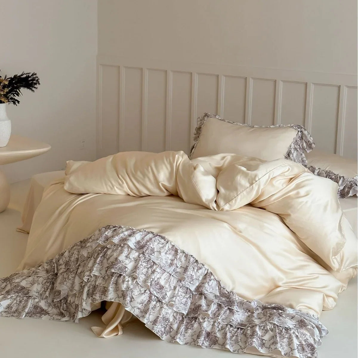 Bedding Set Marble Print Cotton Satin Breathable Hotel Closure
