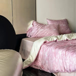 Bedding Set Marble Print Cotton Satin Breathable Hotel Closure