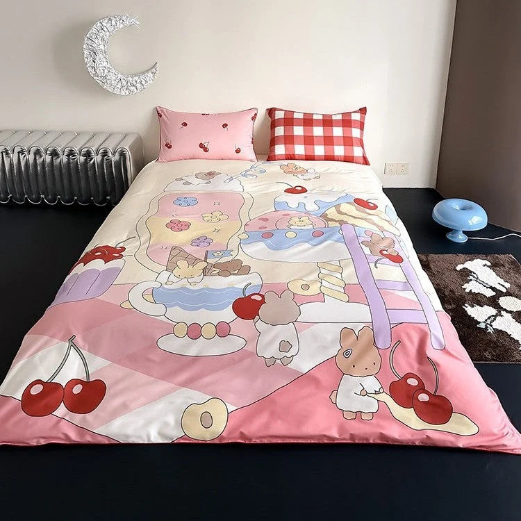 Bedding Set Microfiber Satin Reversible 4-Piece
