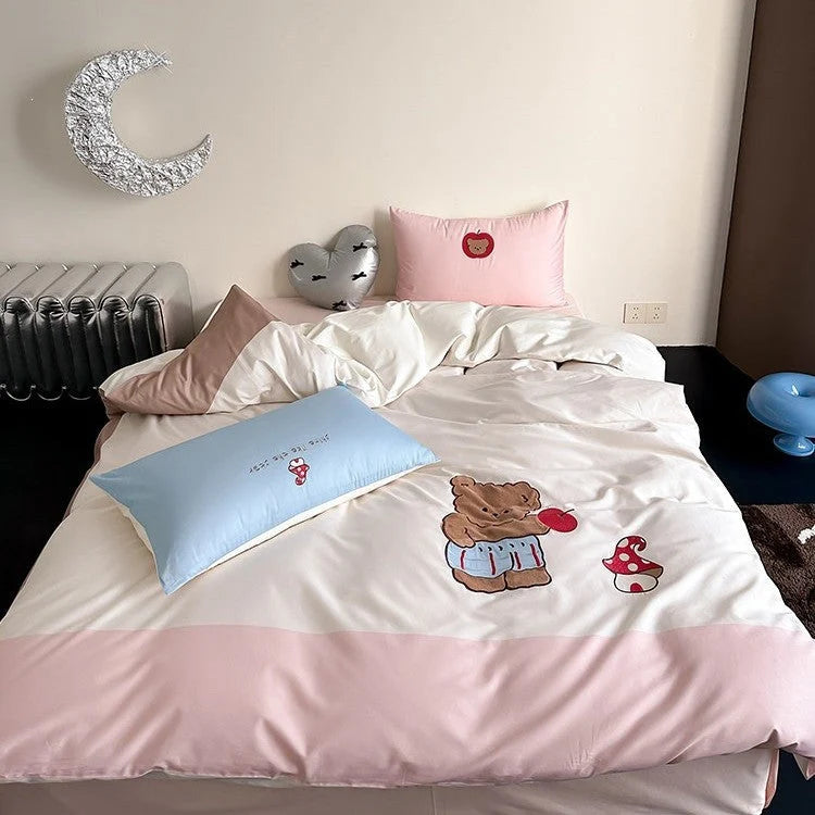 Bedding Set Microfiber Satin Reversible 4-Piece