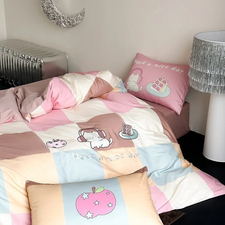 Bedding Set Microfiber Satin Reversible 4-Piece