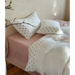 Bedding Set Organic Cotton Muslin Floral Dot Embroidery