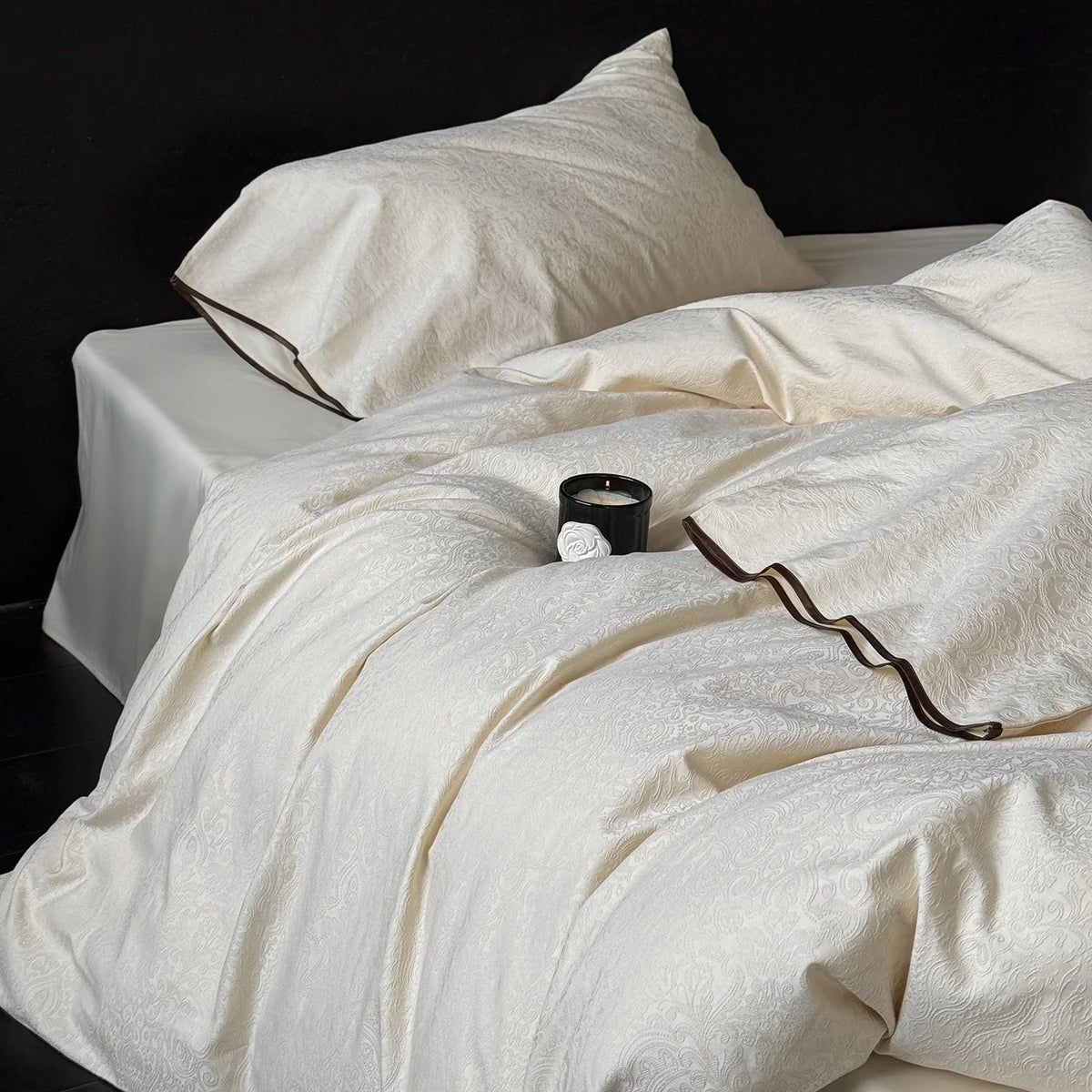 Bedding Set Paisley Jacquard Cotton Blend Zipper Closure
