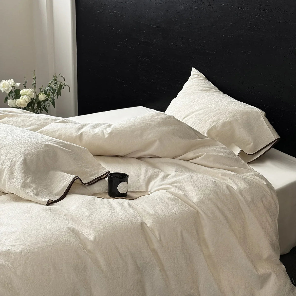 Bedding Set Paisley Jacquard Cotton Blend Zipper Closure