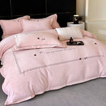 Bedding Set Plush Microfiber Embroidered Button Detail