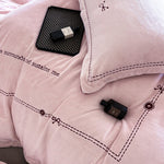 Bedding Set Plush Microfiber Embroidered Button Detail