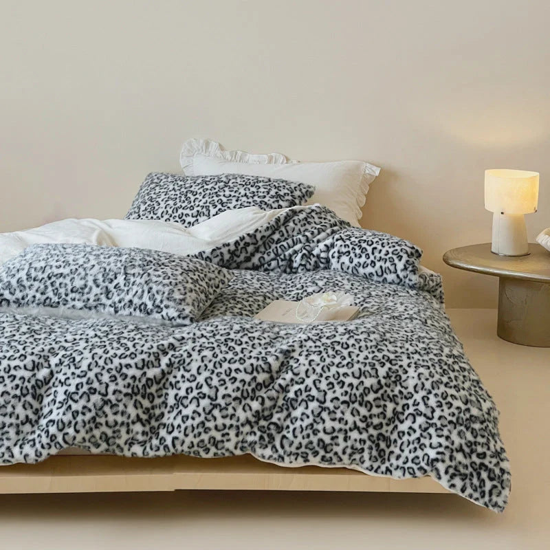 Bedding Set Plush Reversible Minky Animal Print