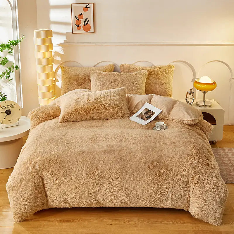 Bedding Set Plush Sherpa Fleece Machine-Washable