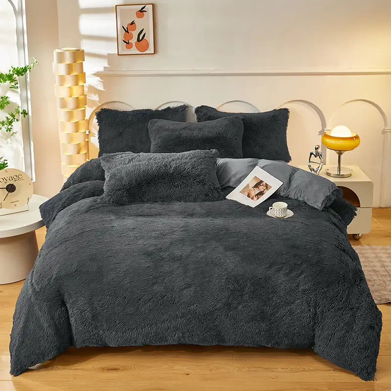 Bedding Set Plush Sherpa Fleece Machine-Washable