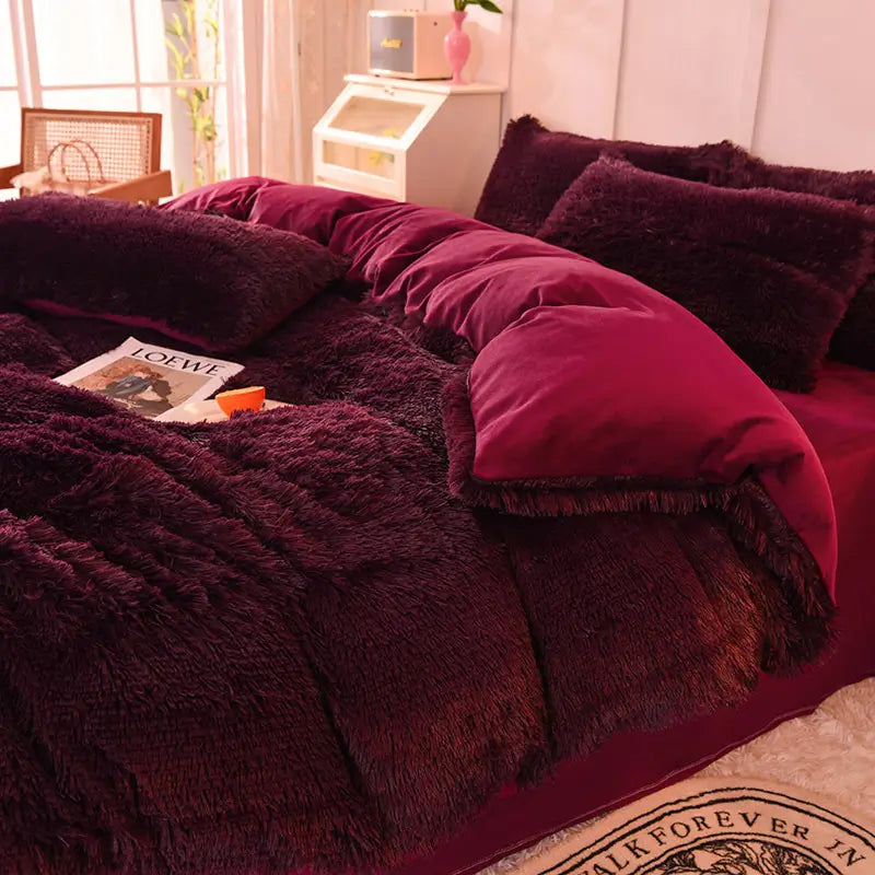 Bedding Set Plush Sherpa Fleece Machine-Washable