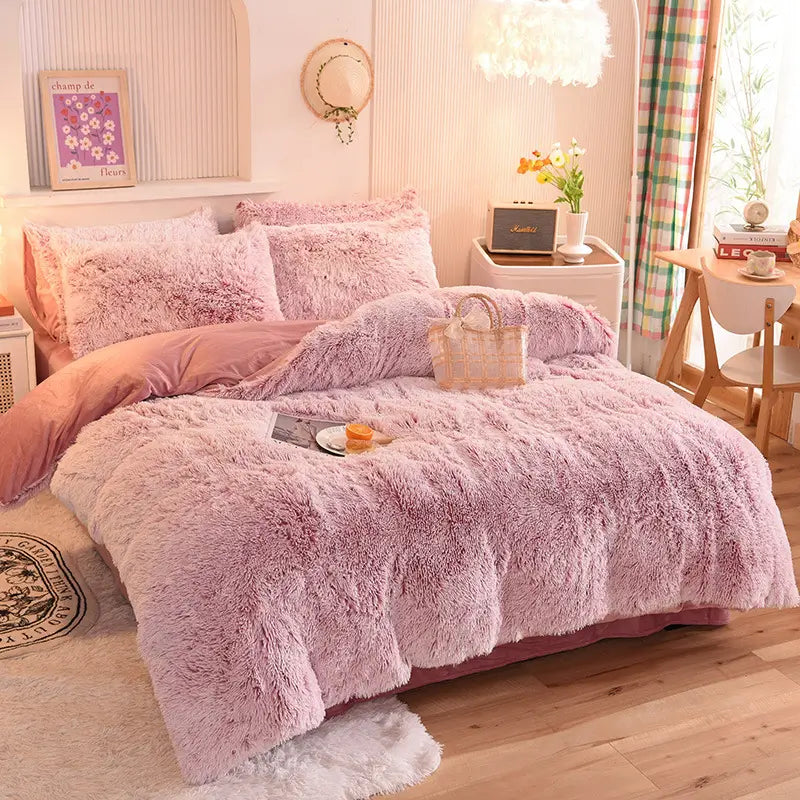 Bedding Set Plush Sherpa Fleece Machine-Washable