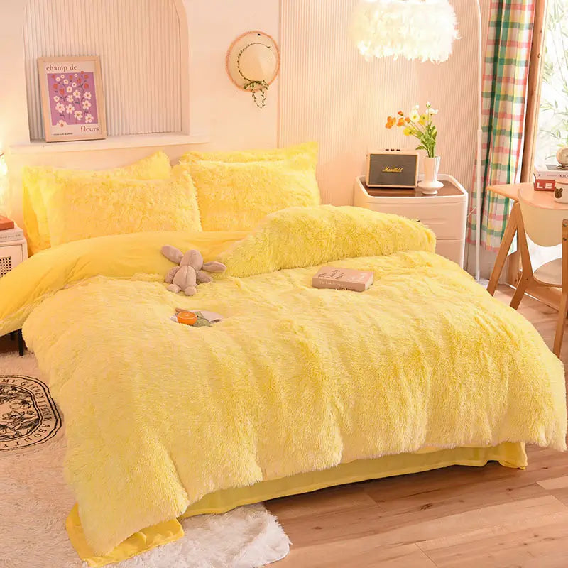 Bedding Set Plush Sherpa Fleece Machine-Washable