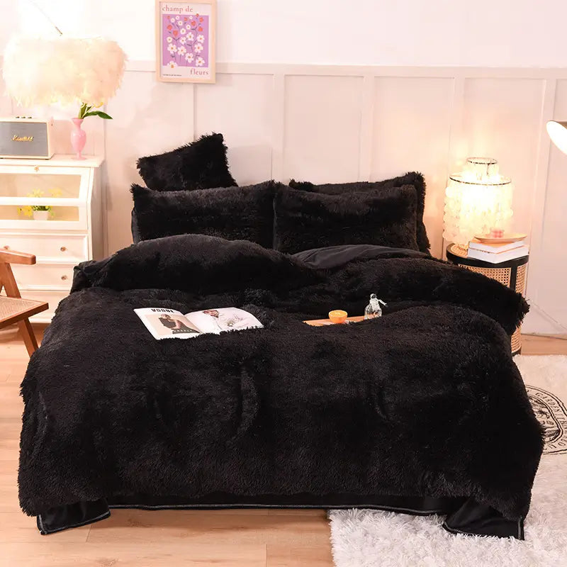 Bedding Set Plush Sherpa Fleece Machine-Washable
