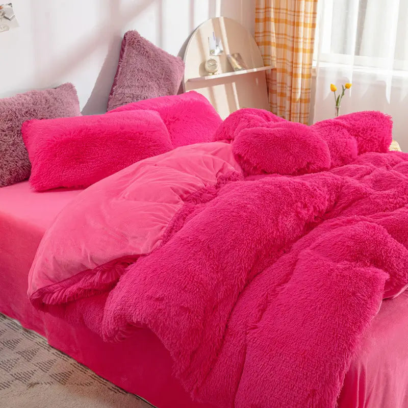 Bedding Set Plush Sherpa Fleece Machine-Washable