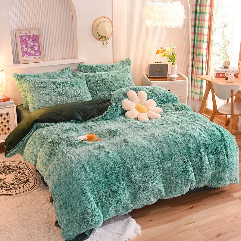 Bedding Set Plush Sherpa Fleece Machine-Washable