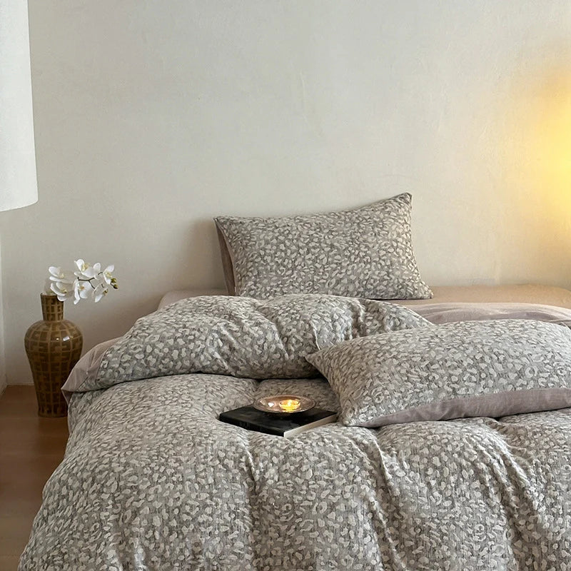 Bedding Set Pre-Washed Cotton-Linen Subtle Leopard Print