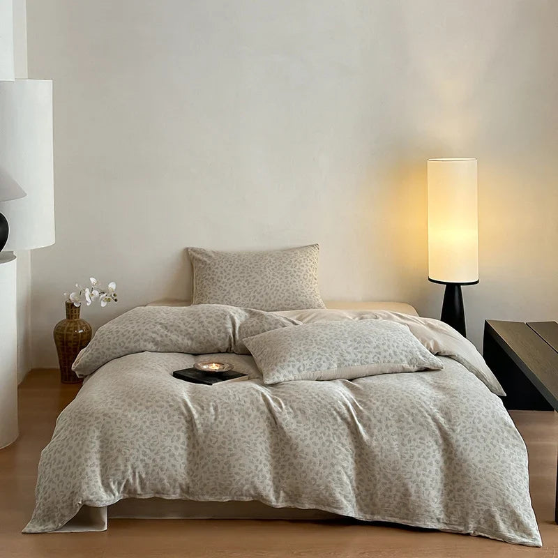 Bedding Set Pre-Washed Cotton-Linen Subtle Leopard Print