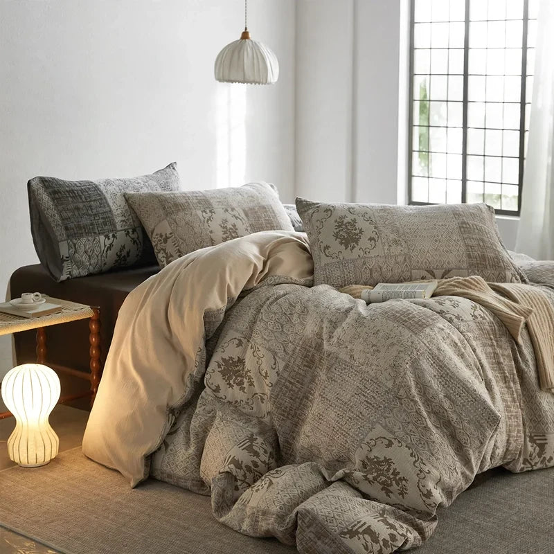 Bedding Set Pure Cotton Textured Botanical Print