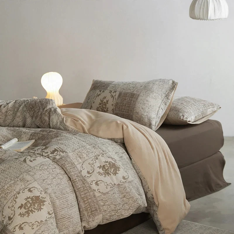 Bedding Set Pure Cotton Textured Botanical Print