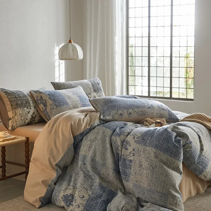 Bedding Set Pure Cotton Textured Botanical Print