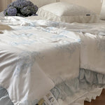 Bedding Set Quilted Ruffle Reversible Satin